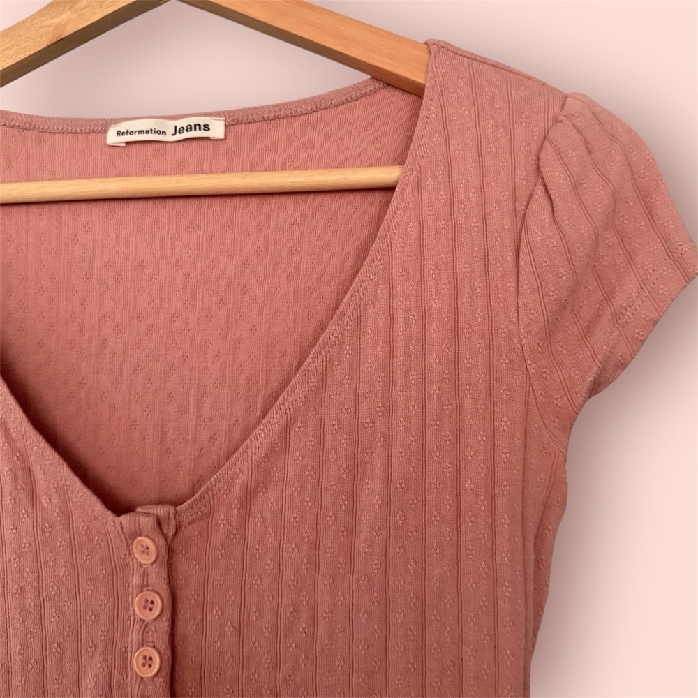 Reformation Jeans pointelle mauve stretch dress size XS - Picture 6 of 9